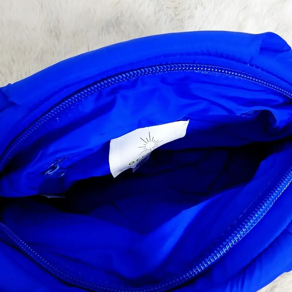 Aerie Offline Puff Love Blue Cosmetic Pouch Mini Bag Puffer Makeup Case NWT Blue